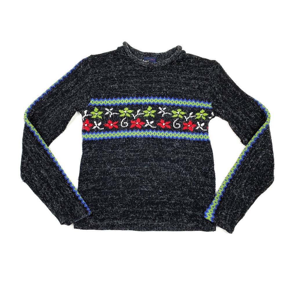 Vtg y2k Airport Girls Retro Floral Sweater